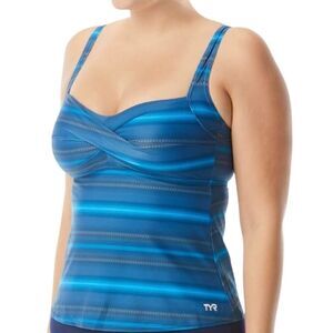 TYR Tramonto Twisted Bra Tankini top blue twist front swimsuit bathing suit 8